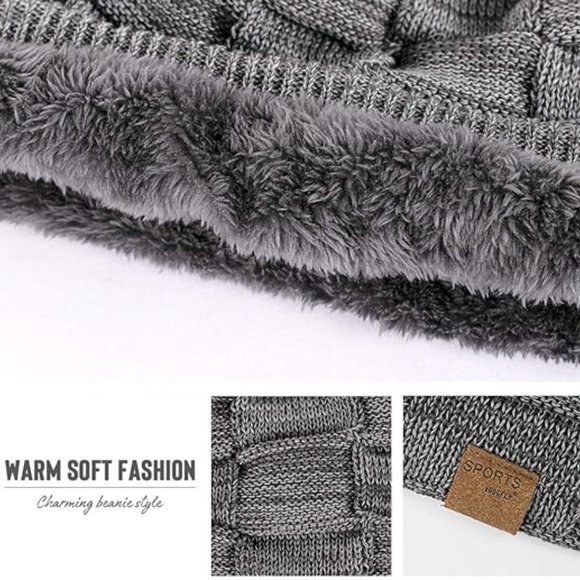 2 Packs Slouchy Beanie for Men Winter Hats for Guys Cool Beanies Men' Lined Knit - Picture 2 of 6